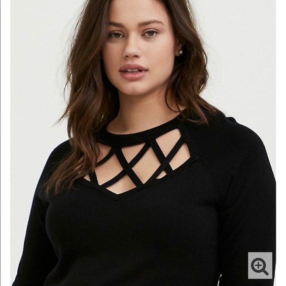 Torrid Black Lattice Front Knit Sweater size 2X - Picture 3 of 11